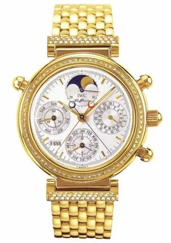 IWC Da Vinci Perpetual Rattrapante Yellow Gold / Diamond / Silver / German / Bracelet IW9255-01 (IW925501)